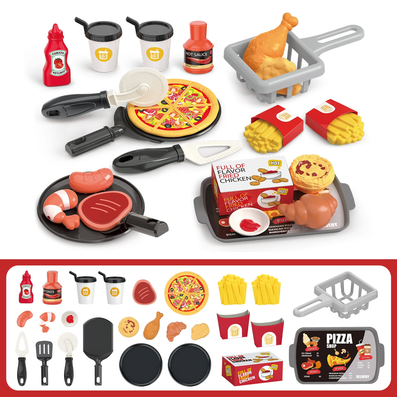Deluxe Pretend Play Pizza & Meal Set