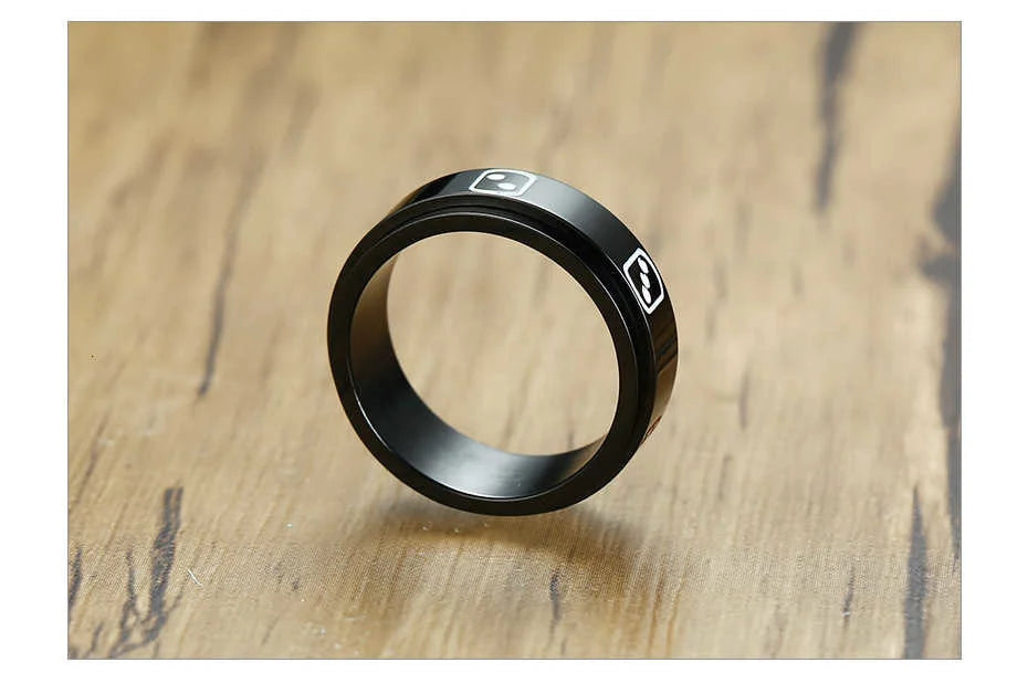 Vnox Black Stainless Steel Ring with Gaming