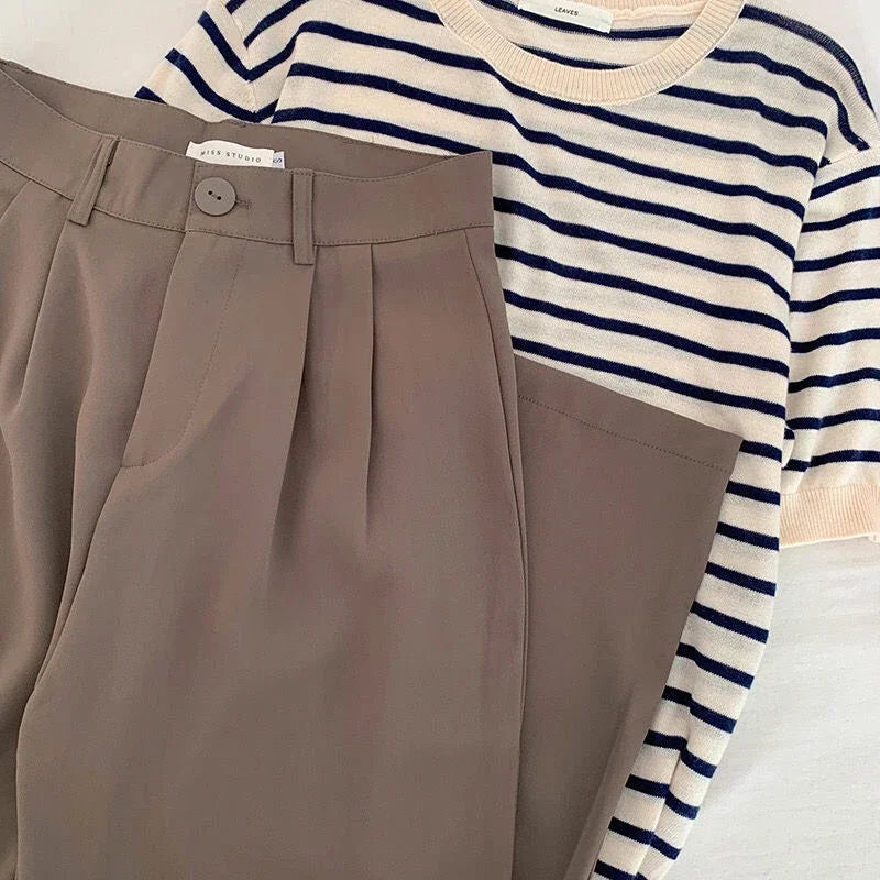 High Waist Women Suit Pants Fall Straight