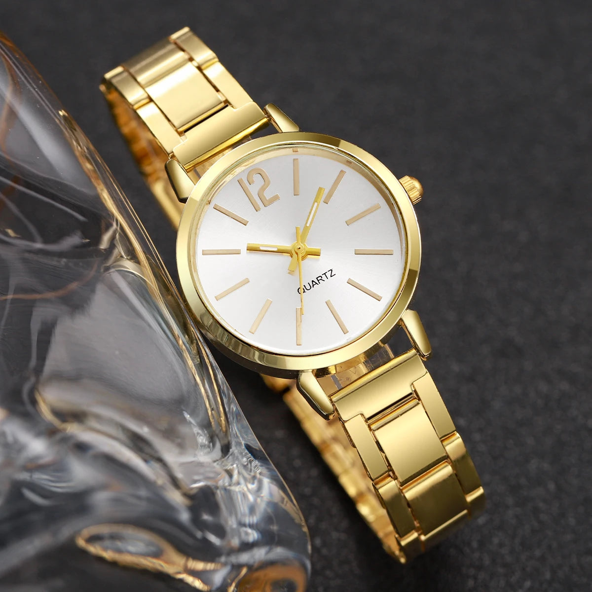 Wrist Duo: Classic Gold Watch + Thin Cuff Bangle