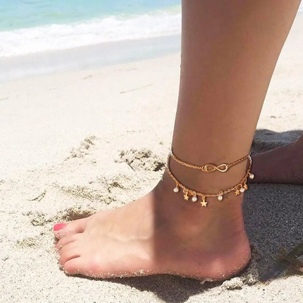 Delicate Gold & Silver Charm Anklet Collection