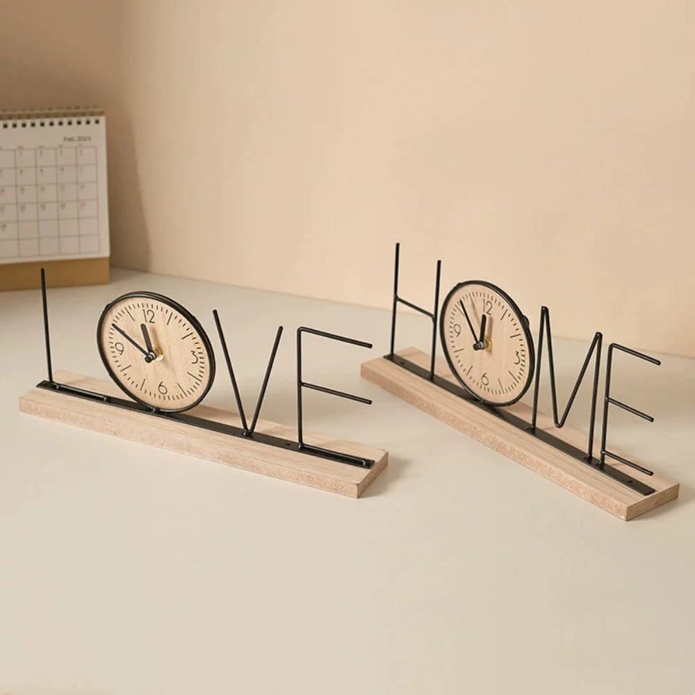 Wire Word 'LOVE HOME' Desktop Clock Set