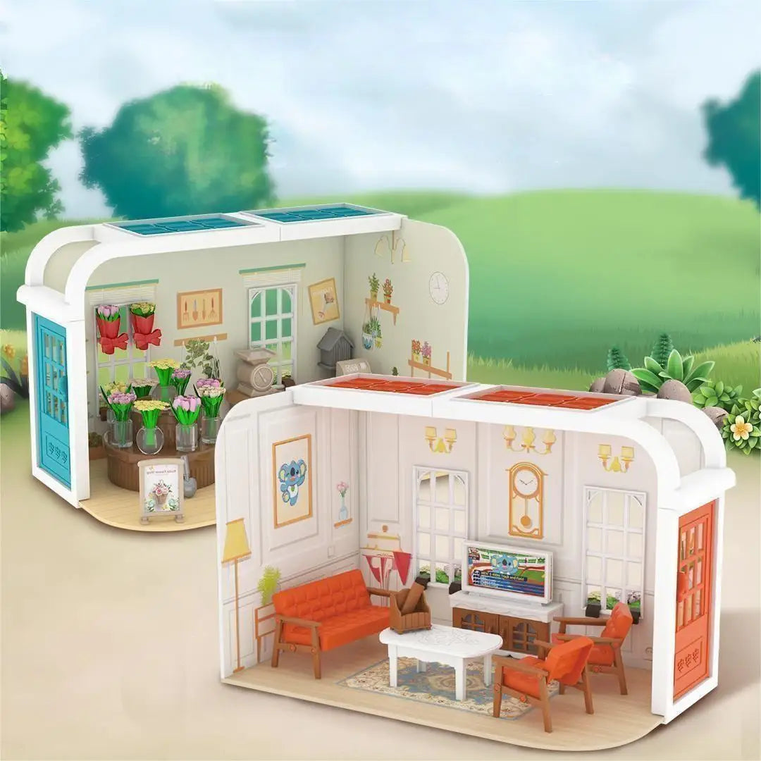 DIY Miniature Room Box Kit - Living Room & Flower Shop