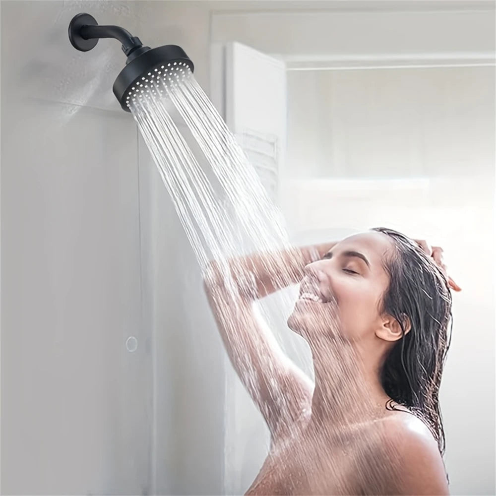 Round Matt Black Rainfall Shower Head
