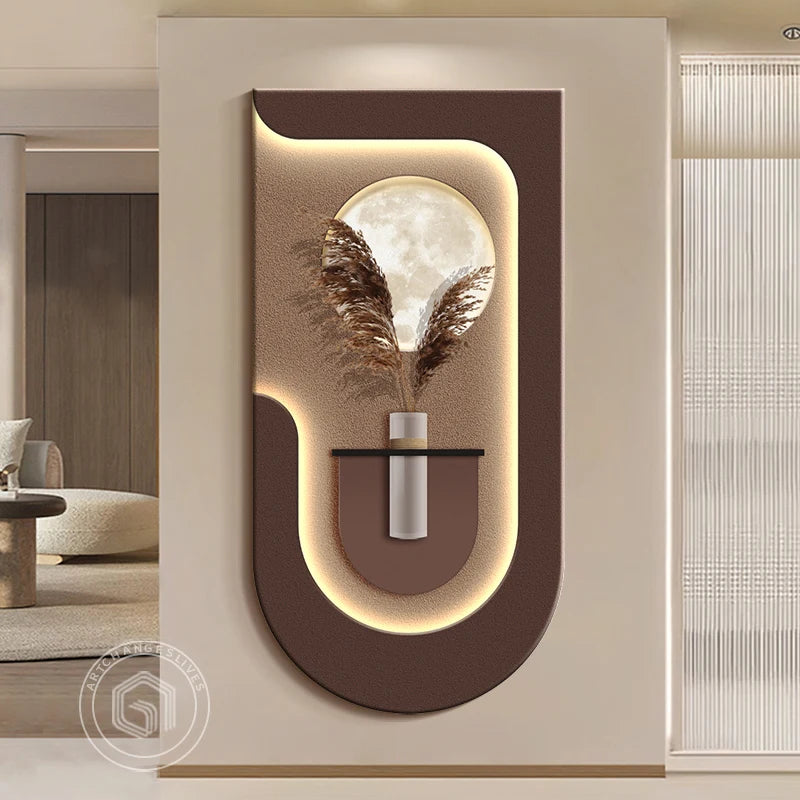 Luxury LED Wall Art with Pampas Grass Motif