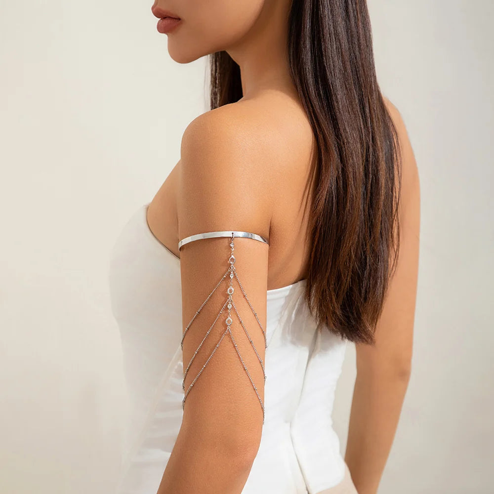 Layered Gold Crystal Arm Cuff