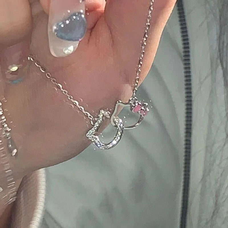 Dainty Silver Character Pendant Necklace