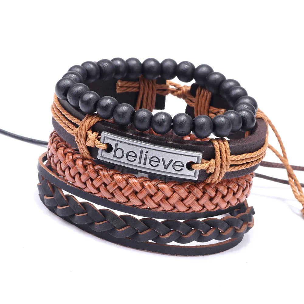 Multi-Layer Leather Bracelet Set
