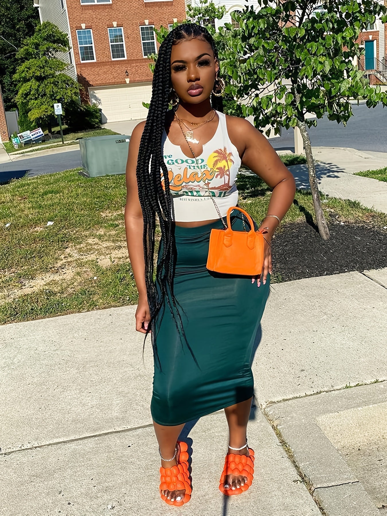 Coconut Tree Print Holiday Tank Top