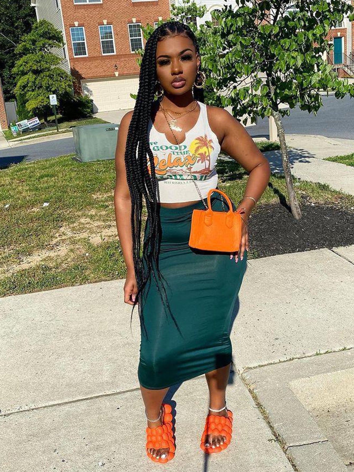 Coconut Tree Print Holiday Tank Top