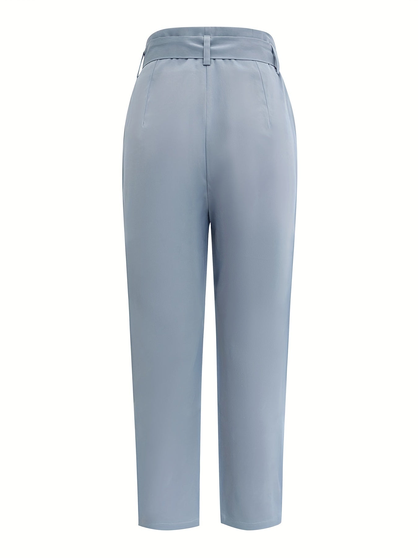 Sky Blue High-Waisted Straight-Leg Trousers