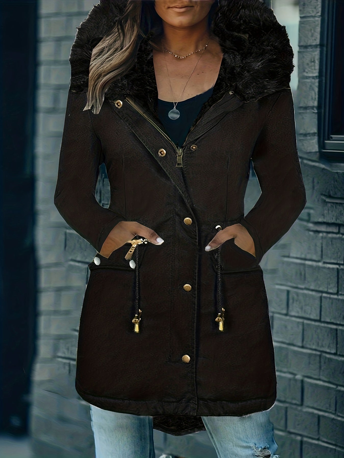 Luxury Black Parka/Gold Zippers