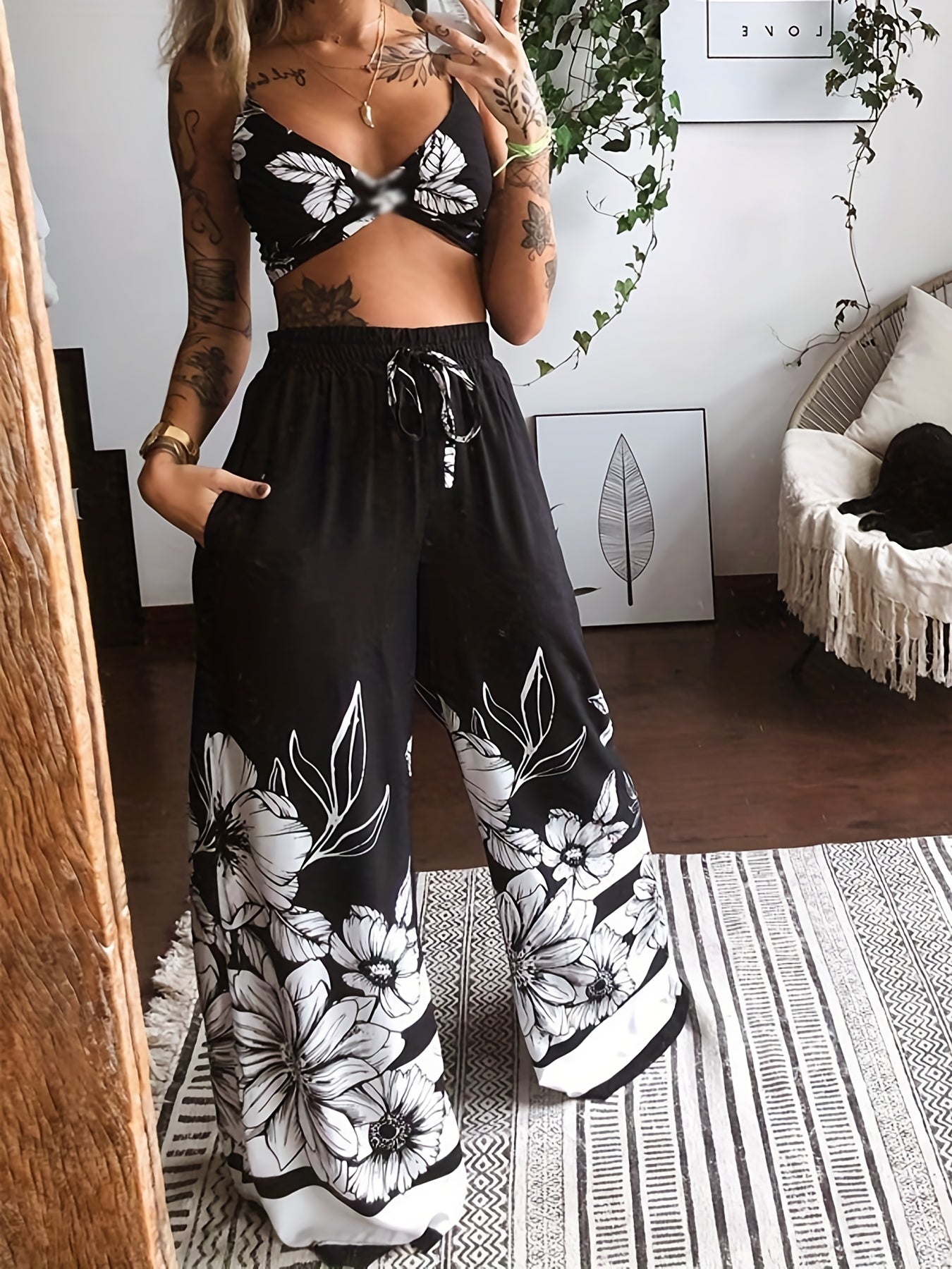 Bold Red Palazzo Pants and White Blazer Outfit